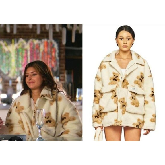 My Mum Made It Teddy Bear Sherpa Jacket Beige Brown Plush Fleece Coat Oversized - Picture 1 of 16